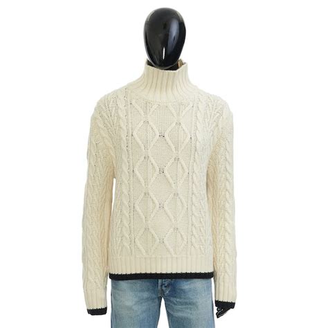 Sweater with CD Diamond Motif White Wool and Cashmere 